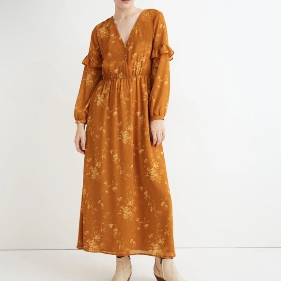 Madewell Dresses & Skirts - Madewell Ruffle Sleeve Botanical Dress Size 4